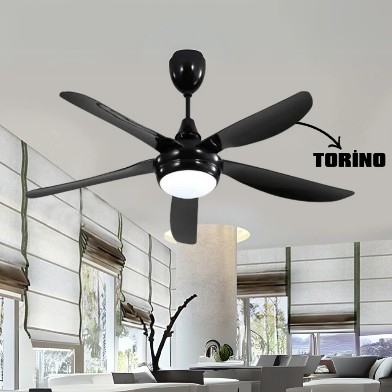 Torino 56'' Uzaktan Kumandalı Işıklı Tavan Vantilatörü Siyah