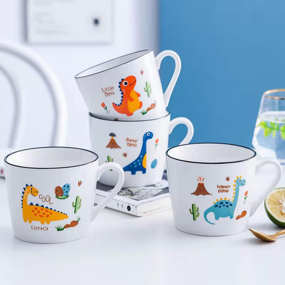 Dörtlü Sevimli Dinazor Kupa Mug Seti 8,3x9 cm
