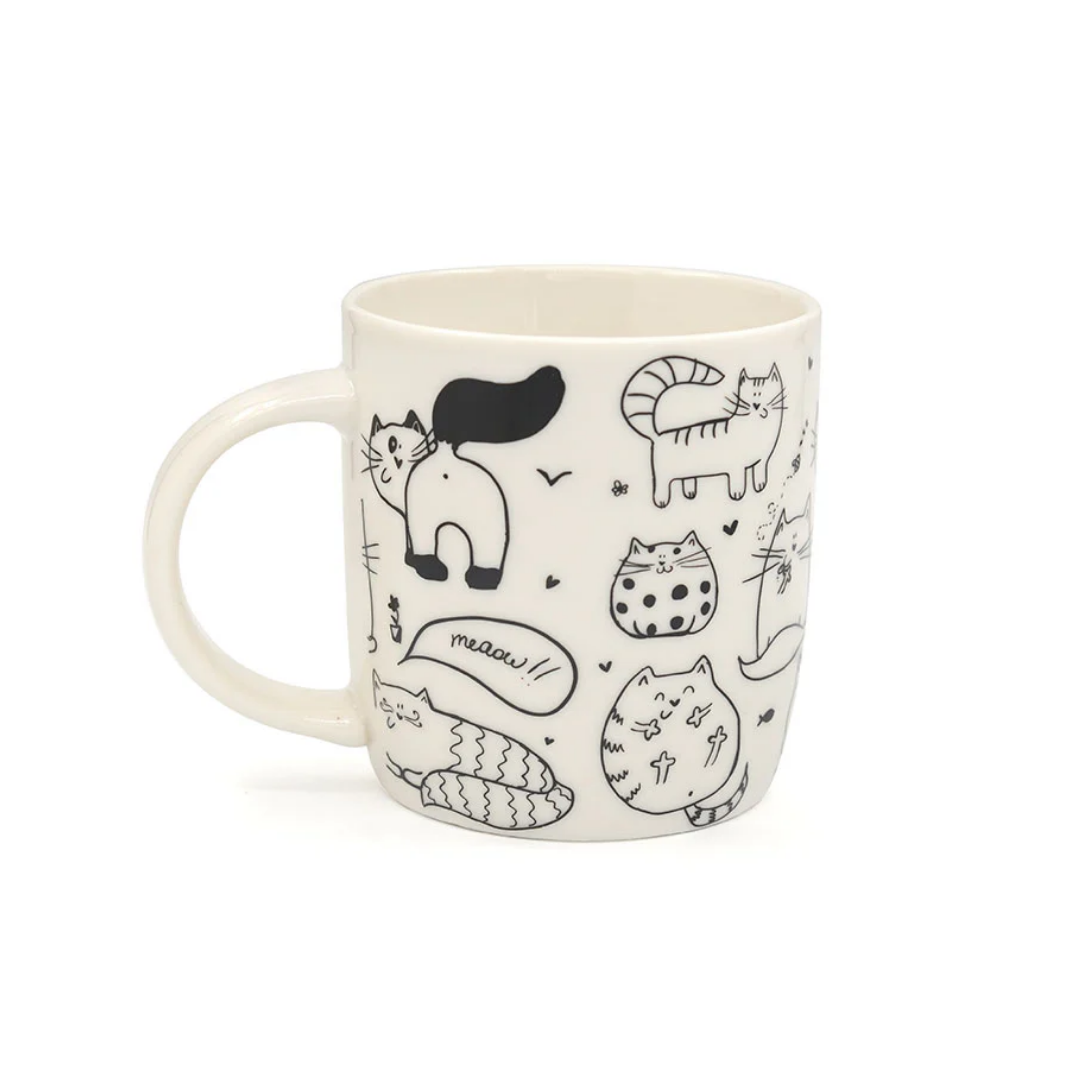 Dörtlü Kedi Motifli Kupa Mug Seti 8,3x9 cm