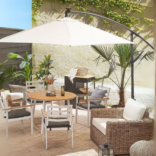 El Kranklı Askılı Konsol 3 m Bahçe Kamp Dış Mekan Şemsiye Krem