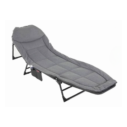 Katlanır Taşınabilir Hafif 190x64x32 Cm Şilteli Çok Amaçlı Şezlong Yatak Açık Gri