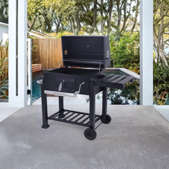 Ayarlanabilir Raflı Kömürlü Termometreli Barbekü Bahçe Izgarası Mangal