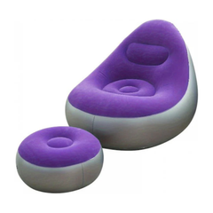 Dahili Pompalı Tabureli Yuvarlak Şişme Koltuk Menekşe