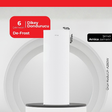 Arnica 280 Lt 6 Çekmece Dikey Dondurucu Beyaz