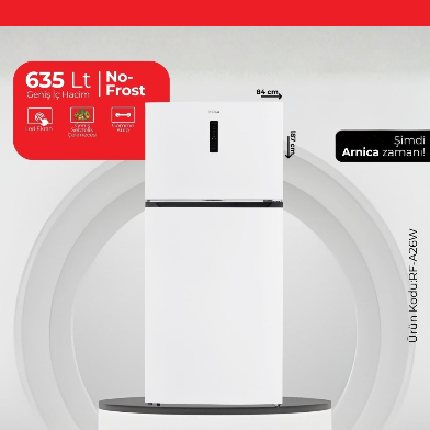 Arnica 635 Lt No-Frost Led Ekran Buzdolabı Beyaz