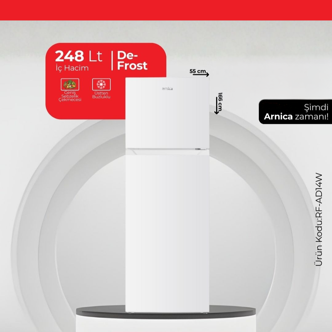Arnica 248 Lt De-Frost Buzdolabı Beyaz