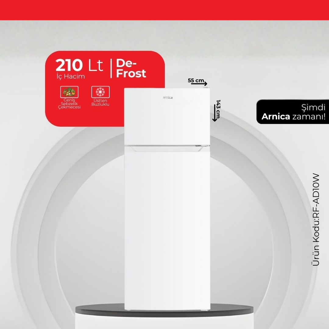 Arnica 210 Lt De-Frost Buzdolabı Beyaz