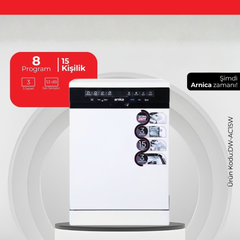 Arnica 15 Kişilik 8 Program Dijital Bulaşık Makinesi Beyaz