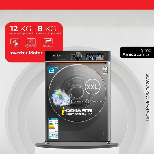 Arnica 12/8 Kg Inverter Çamaşır ve Kurutma Makinesi Inox