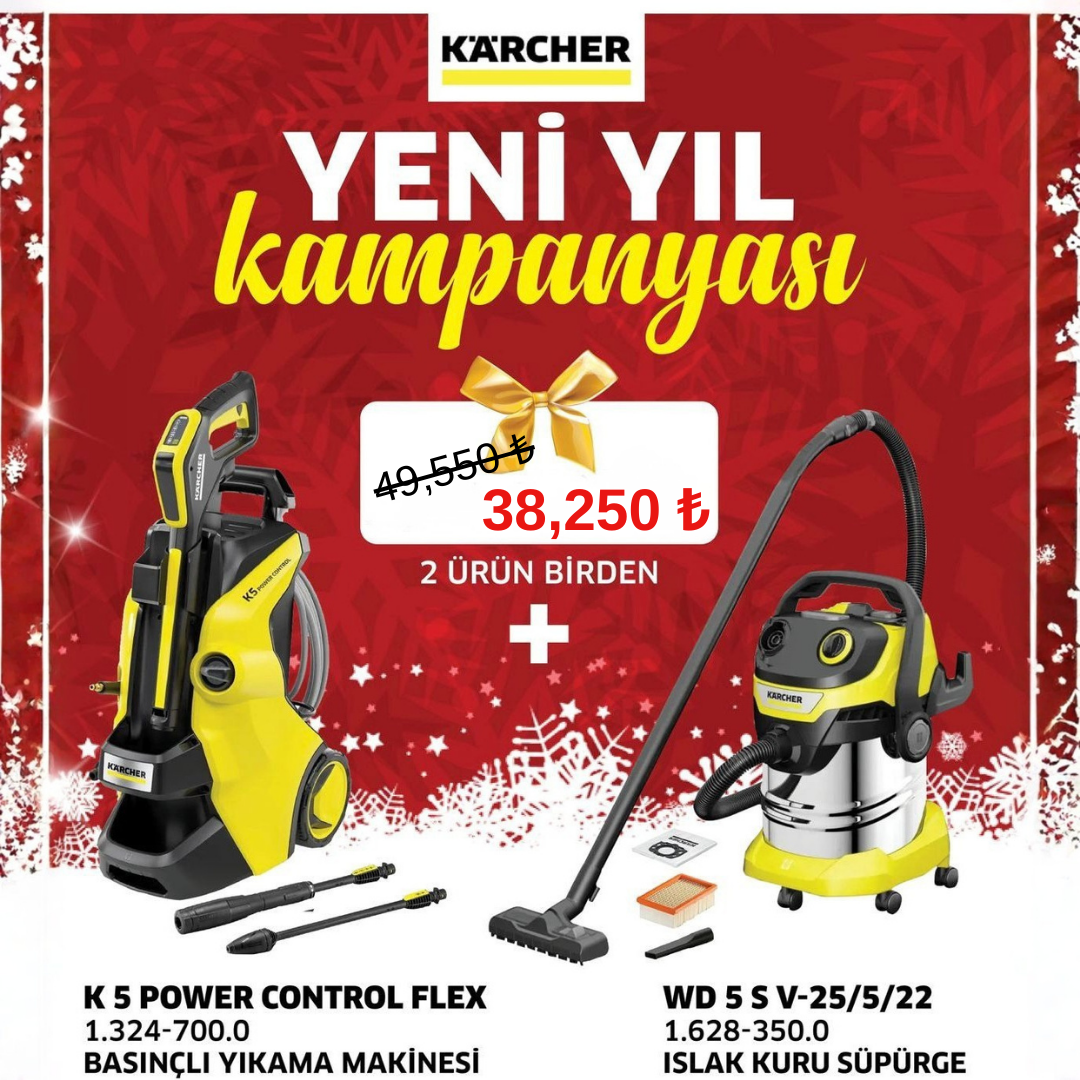 Karcher Yeni Yıl Kampanyası K5 Power Control Yıkama Makinesi + Wd5 Elektrikli Süpürge