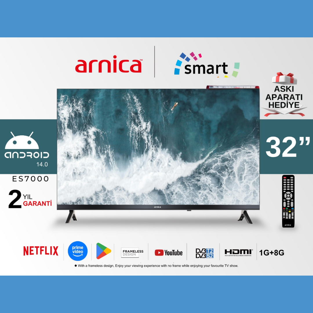 Arnica 32'' HD Dahili Uydu Alıcılı LED Akıllı Televizyon