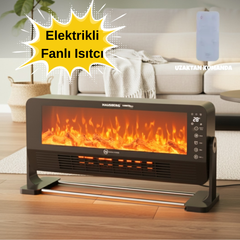 Hausberg Alev Etkili Elektrikli Fanlı Şömine Isıtıcı Siyah