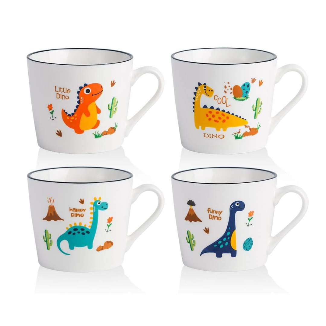 Dörtlü Sevimli Dinazor Kupa Mug Seti 8,3x9 cm