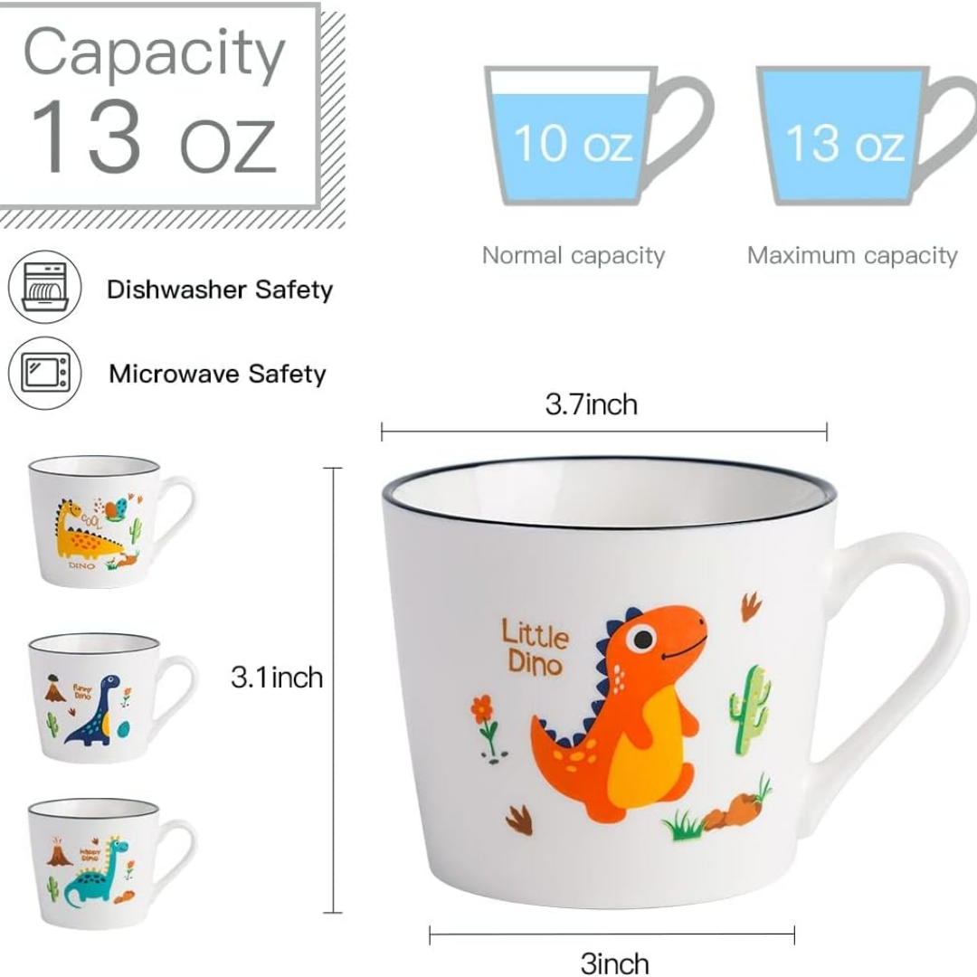 Dörtlü Sevimli Dinazor Kupa Mug Seti 8,3x9 cm