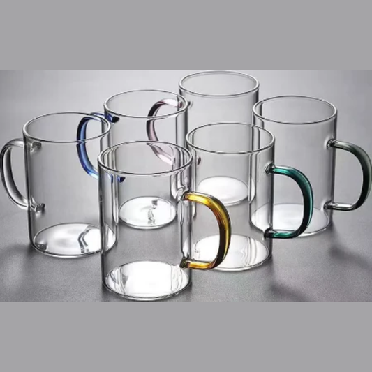 Borosilkat 6 lı Cam Renkli Saplı Bardak Mug