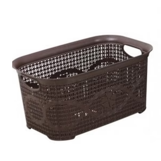 Örgü Çamaşır Sepeti 54*33*26 cm Kahve