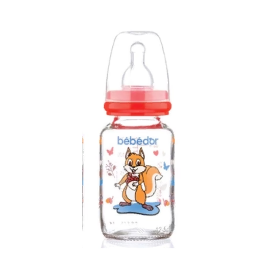 Bebedor 125 ml Patterned Glass Baby Bottle Red