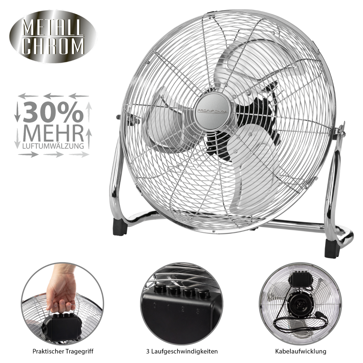 Proficare 45 cm Rüzgar Makinesi Vantilatör Silver