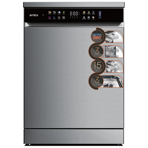 Arnica 15 Kişilik 8 Program Dokunmatik Bulaşık Makinesi Silver
