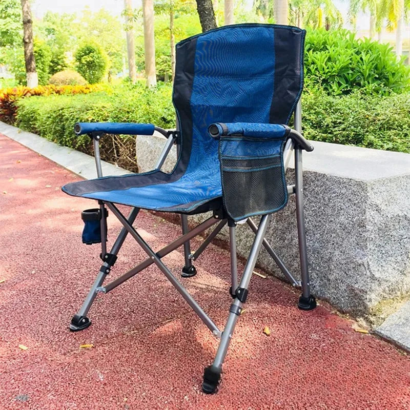 Katlanır Taşıma Çantalı 600D Kumaş Kamp Sandalyesi Mavi Siyah
