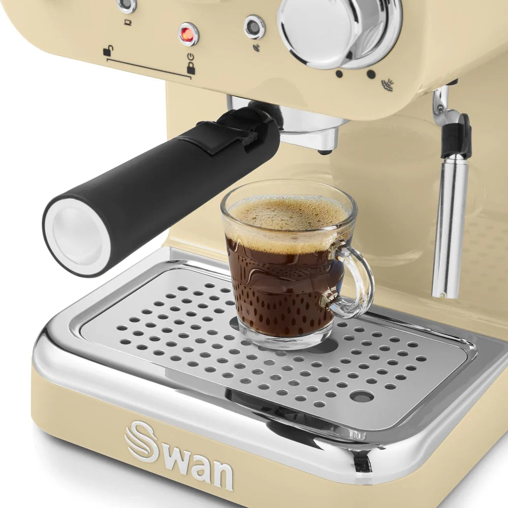 Swan Retro Pompalı Espresso Kahve Makinası Krem