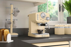 Swan Retro Pompalı Espresso Kahve Makinası Krem
