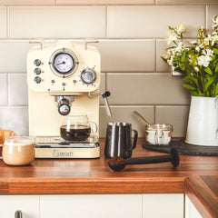 Swan Retro Pompalı Espresso Kahve Makinası Krem