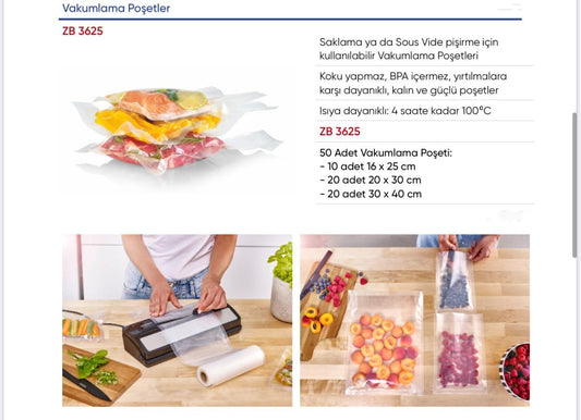 Severin 50 Adet Vakumlama Poşetleri