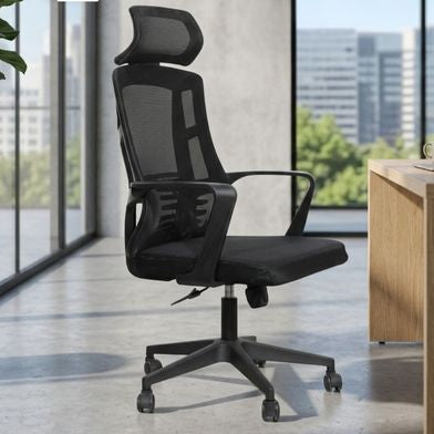 Ayarlanır Başlıklı Kollu Ergonomik Ofis Koltuğu Siyah