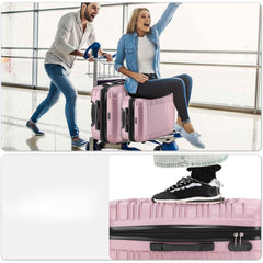 Sert Kasa Şifreli Tekerlekli Bavul Valiz Metalik Pembe 75x50 Cm Büyük Boy