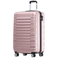 Sert Kasa Şifreli Tekerlekli Bavul Valiz Metalik Pembe 75x50 Cm Büyük Boy