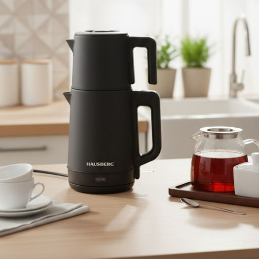 Hausberg 3 L Paslanmaz Çelik Elektrikli Çay Makinesi Siyah