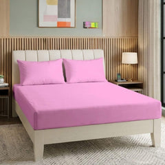 Mikro Saten Lastikli 1,5 Kişilik Çarşaf ve Yastık Kılıfı Pembe