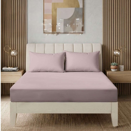 Mikro Saten Lastikli 180*200 cm Çarşaf ve 2 Adet Yastık Açık Pembe