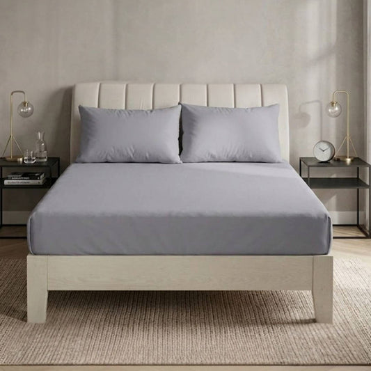 Mikro Saten Lastikli 180*200 cm Çarşaf ve 2 Adet Yastık Çam Açık Gri