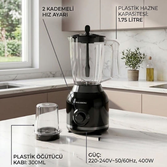 Hausberg 2 Hız Ayarlı 400 W Blender Siyah
