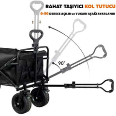 Katlanabilir 100 Kg Taşıma Kapasiteli Çok Amaçlı Araba Vagon Siyah