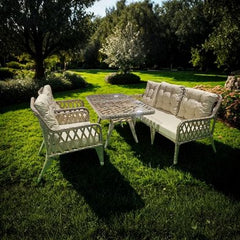 Rosa Rattan 3 lü Oturma Grubu 6 Parça Açık Kahve