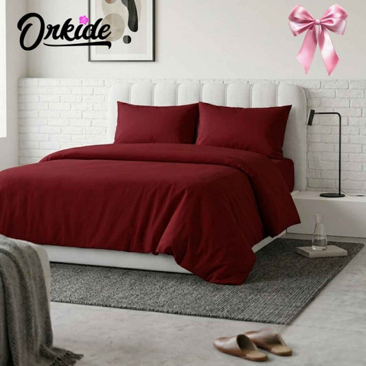 Mikro Saten 1.5 Kişilik Nevresim Takımı Vişne