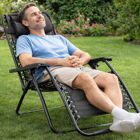 Katlanan Uzayan Teslin Kahve Kumaş Şezlong Sandalye Koltuk