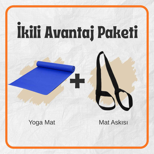 İkili Avantaj Paketi Mavi Yoga Mat ve Mat Taşıma Askısı