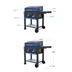 Ayarlanabilir Raflı Kömürlü Termometreli Barbekü Bahçe Izgarası Mangal