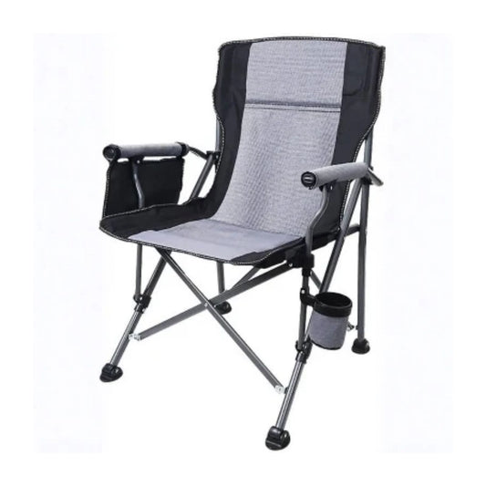 Katlanır Taşıma Çantalı 600D Kumaş Kamp Sandalyesi Gri Siyah