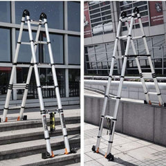 Alüminyum 5+5 Basamaklı 3.2 Metre Teleskopik A Tipi Uzayan Merdiven