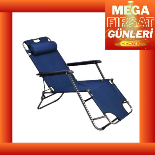 Katlanır Şezlong Sandalye 153x60x75 cm Lacivert