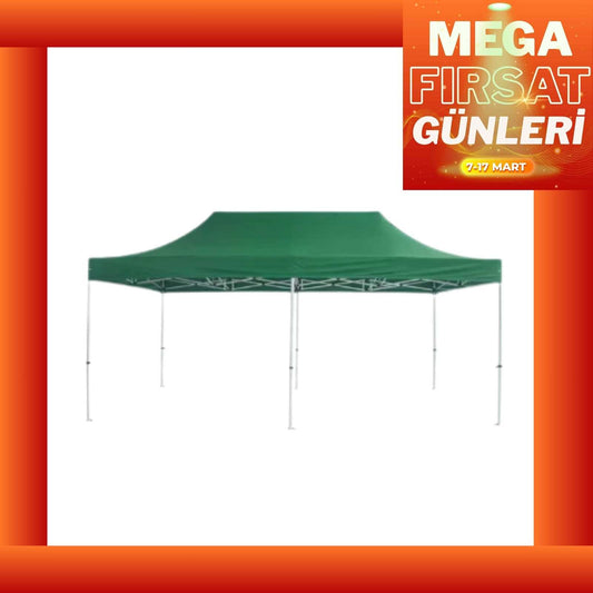 Gazebo 3×6 M 800D Branda 30 mm Profil Kamp Bahçe Dış Alan Tentesi Yeşil