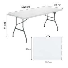 Katlanabilir 152x70x74 Çok Amaçlı Masa Beyaz