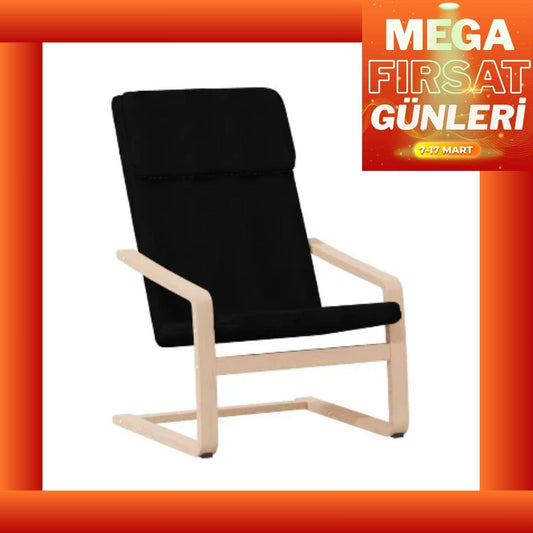 Ahşap 59x50x98 Cm Rahat Şönil Kumaşlı Koltuk Siyah