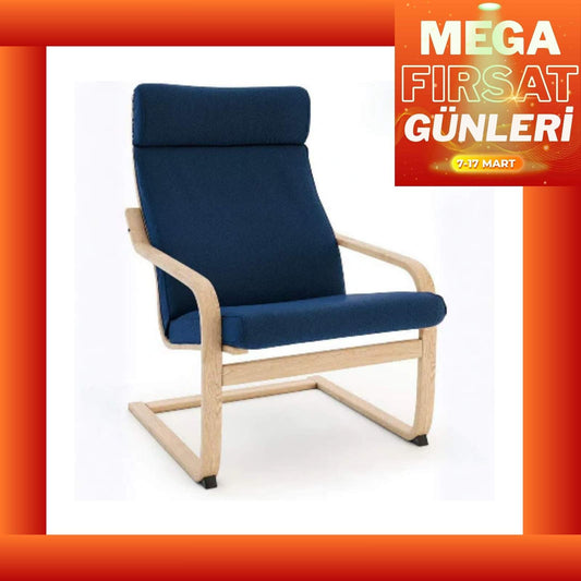 Ahşap 59x50x98 Cm Rahat Şönil Kumaşlı Koltuk Mavi