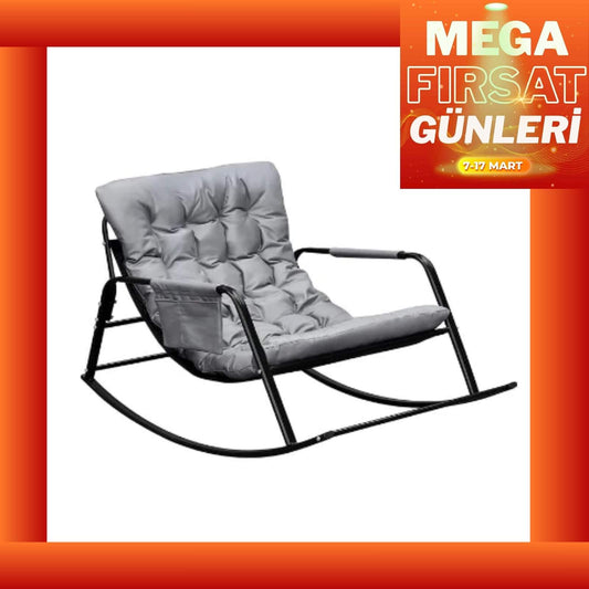 Sallanan Metal İskeletli Teslin Kumaşlı Konforlu Sandalye Koltuk Gri